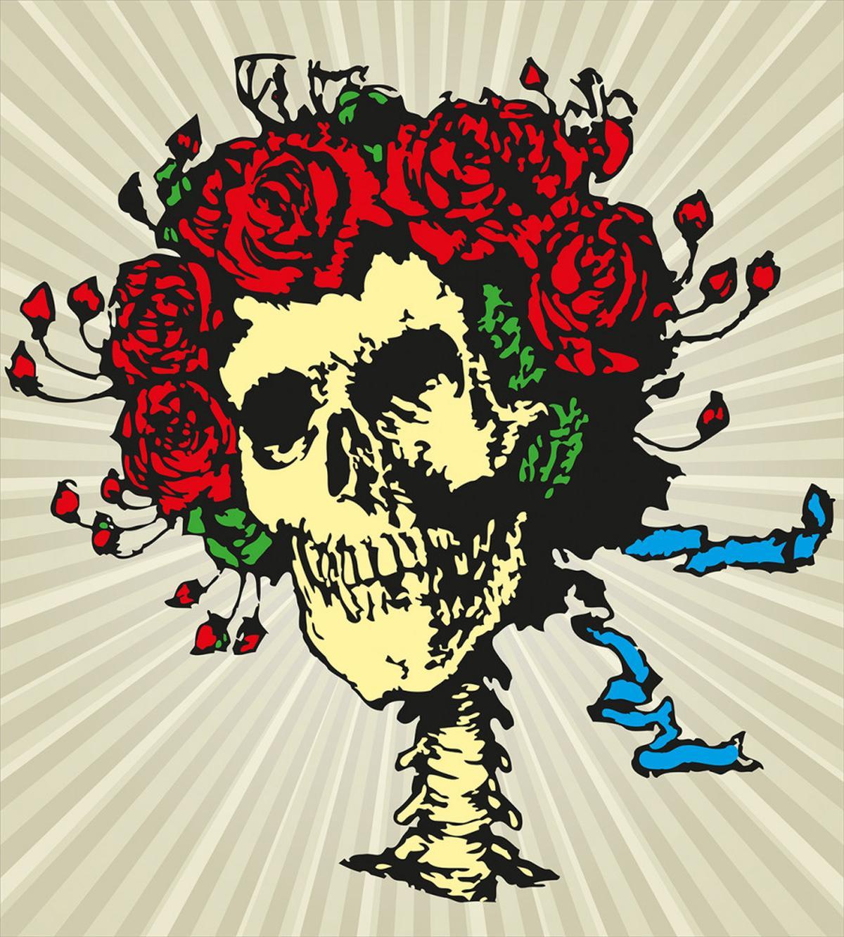 Skull in Red Flowers Crown — Pattern