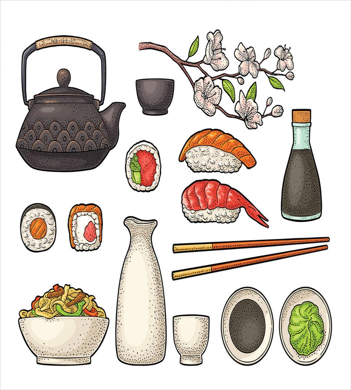 Japan Teapot Sakura Sushi — Pattern