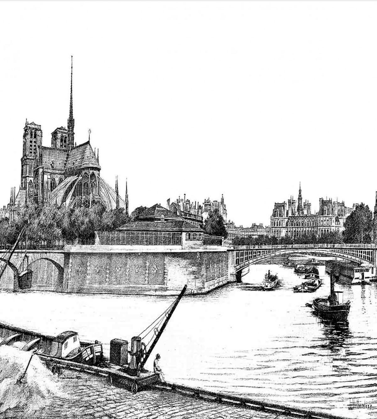 Antique Paris Sketch Art — Pattern