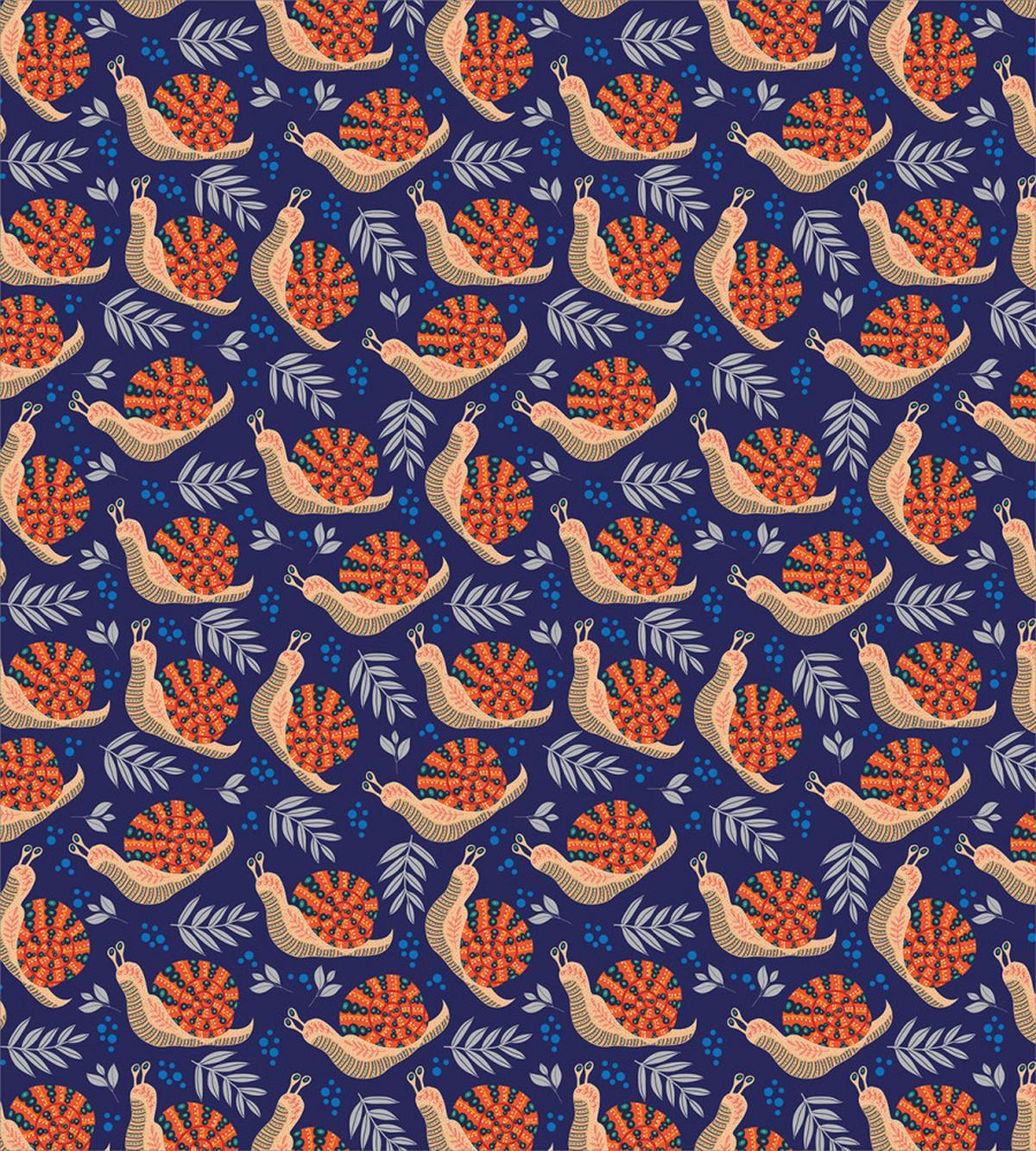 Leaves Polka Dots and Snails — Pattern