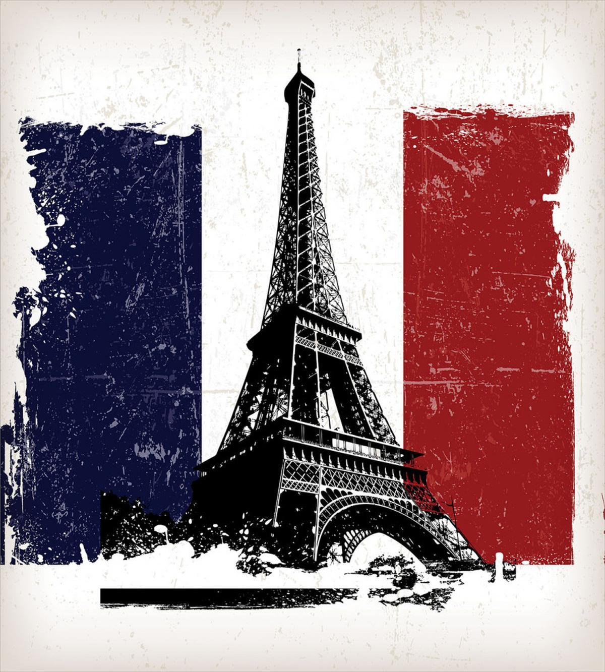Grunge Flag Eiffel Tower — Pattern