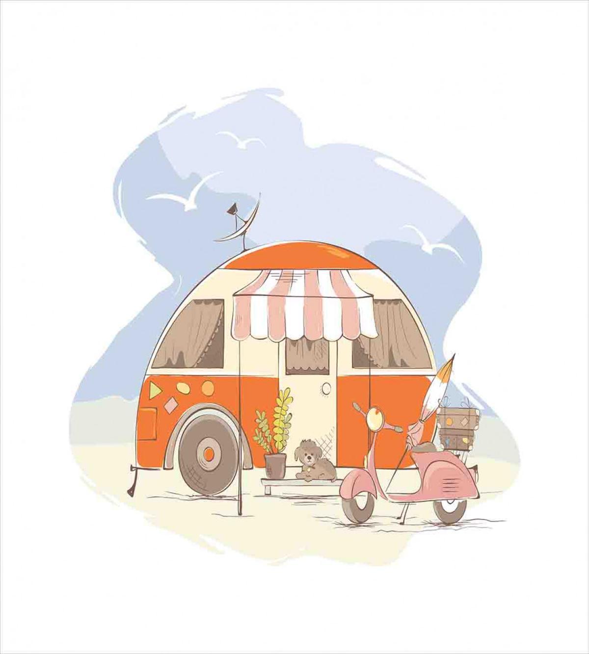 Parked Truck Puppy and Motorbike — Pattern