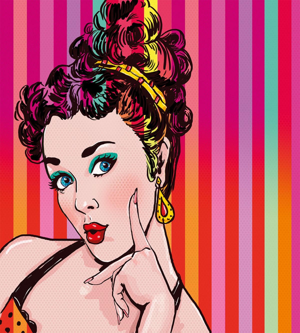 Blue Eyed Woman Pop Art — Pattern