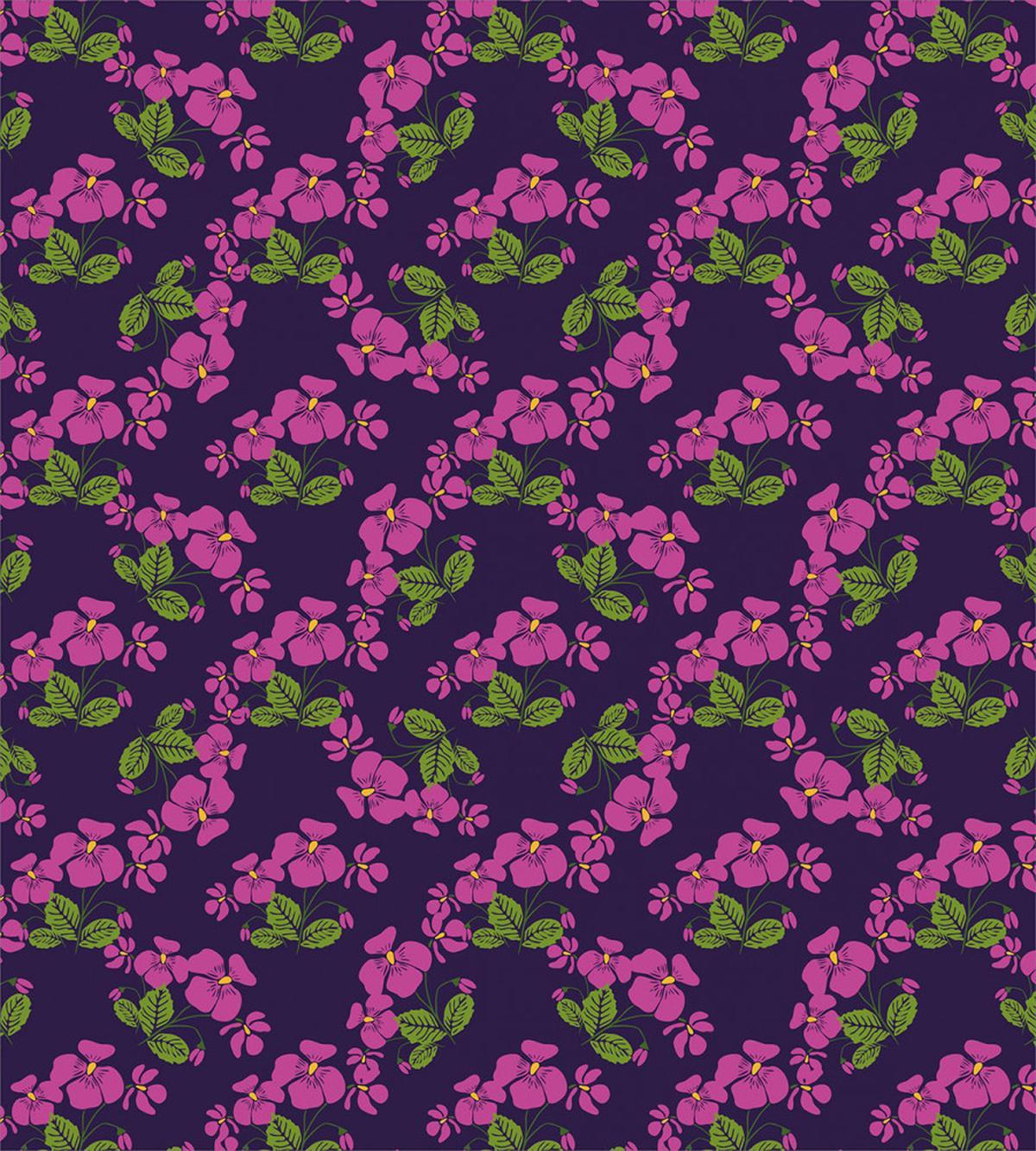 Retro Style Violet Flora — Pattern