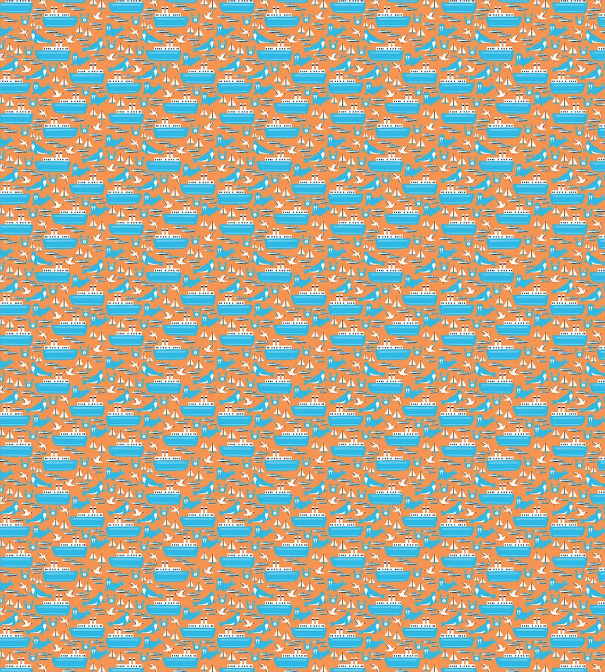 Seal Crab Seagull and Ships — Pattern