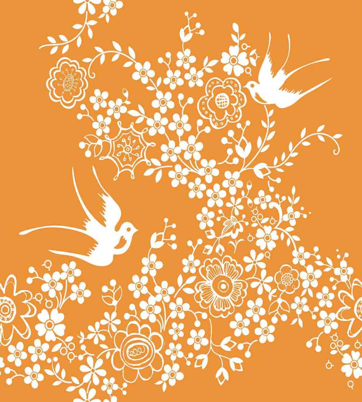 Japanese Tree Birds Art — Pattern