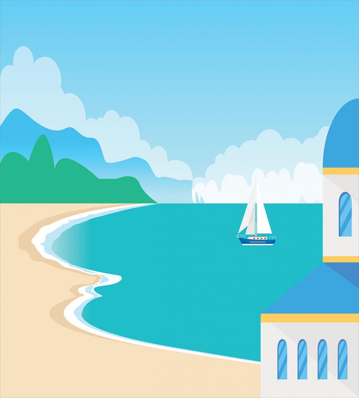 Calm Seascape Cartoon — Pattern