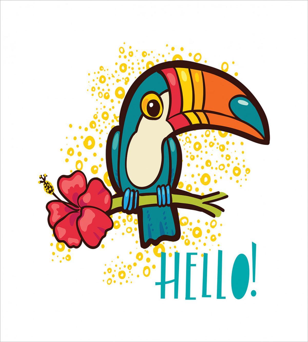 Toucan Bird with Hibiscus — Pattern