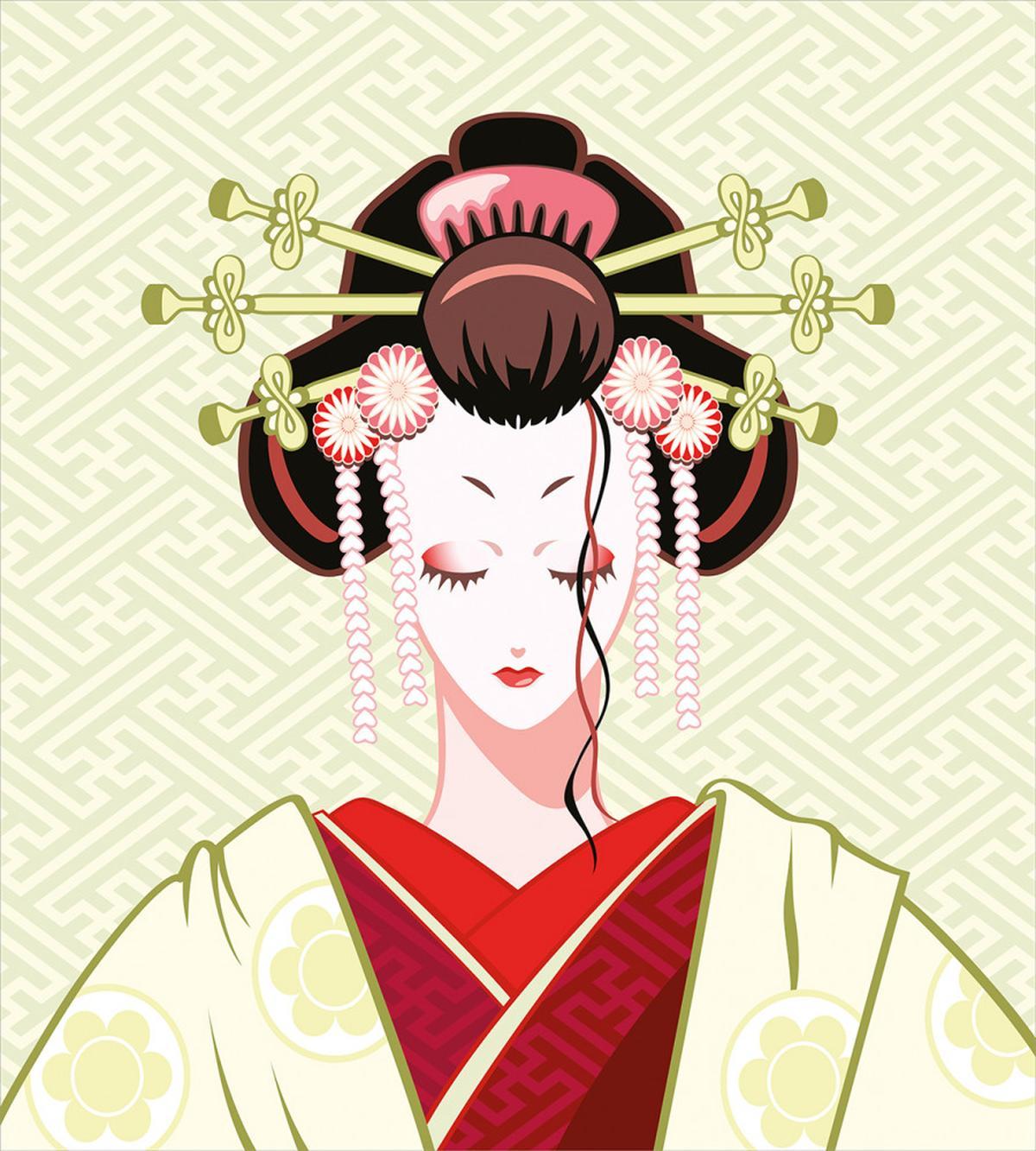 Geisha Woman Portrait — Pattern