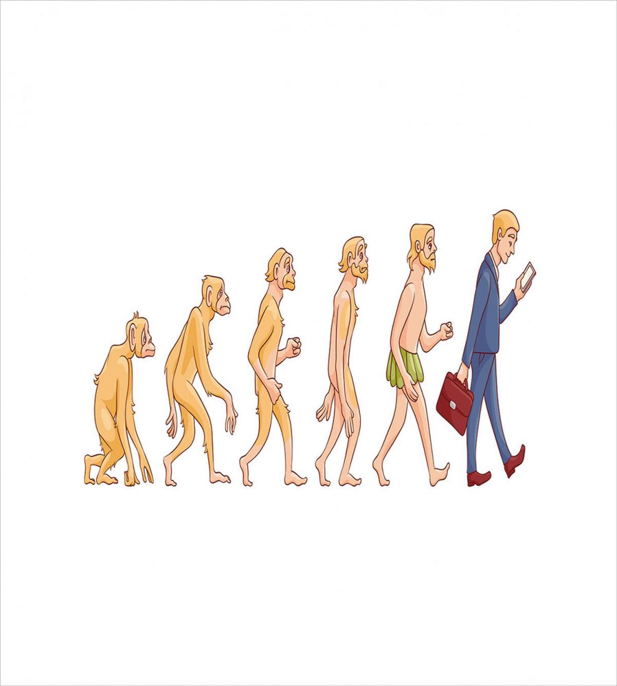 Ape to Man Cartoon Design — Pattern