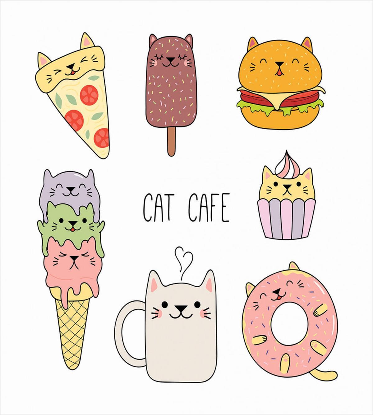 Cats Cafe Food Shapes — Pattern