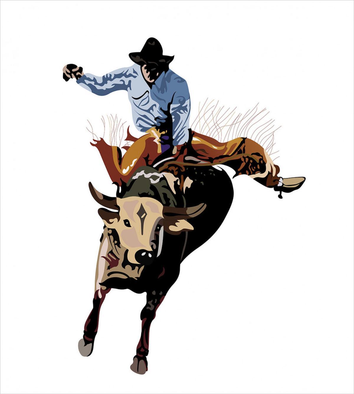 Cowboy Bucking Bull Western — Pattern