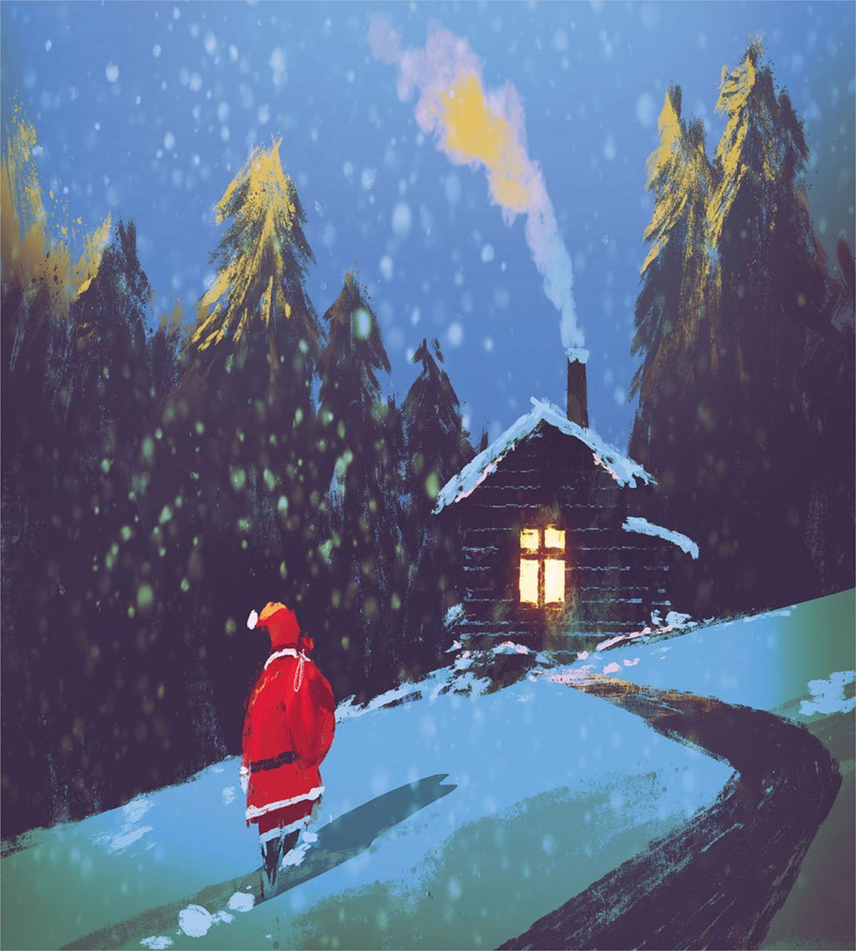 Santa Claus in Mountain — Pattern