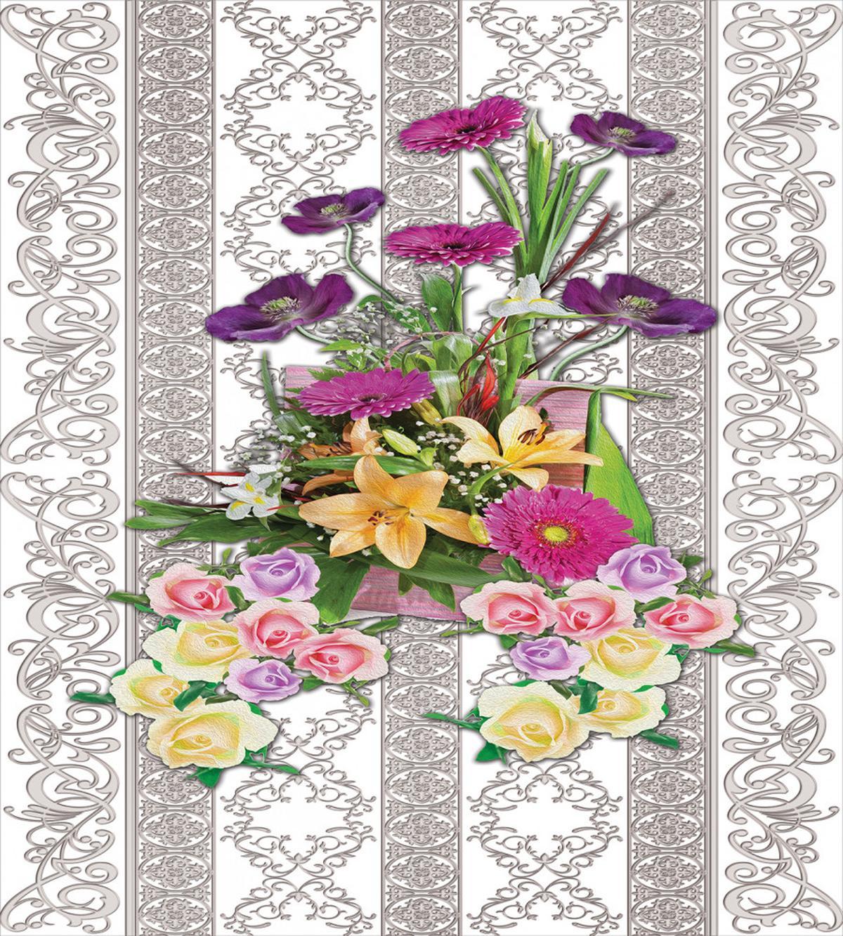 Colorful Bouquet on Curls — Pattern