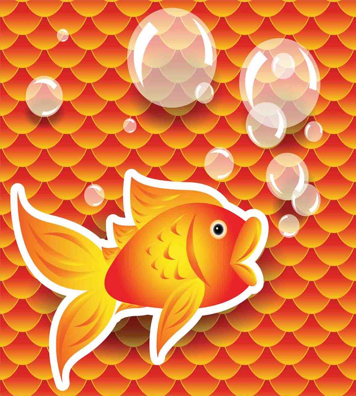 Cartoon Goldfish Bubble — Pattern