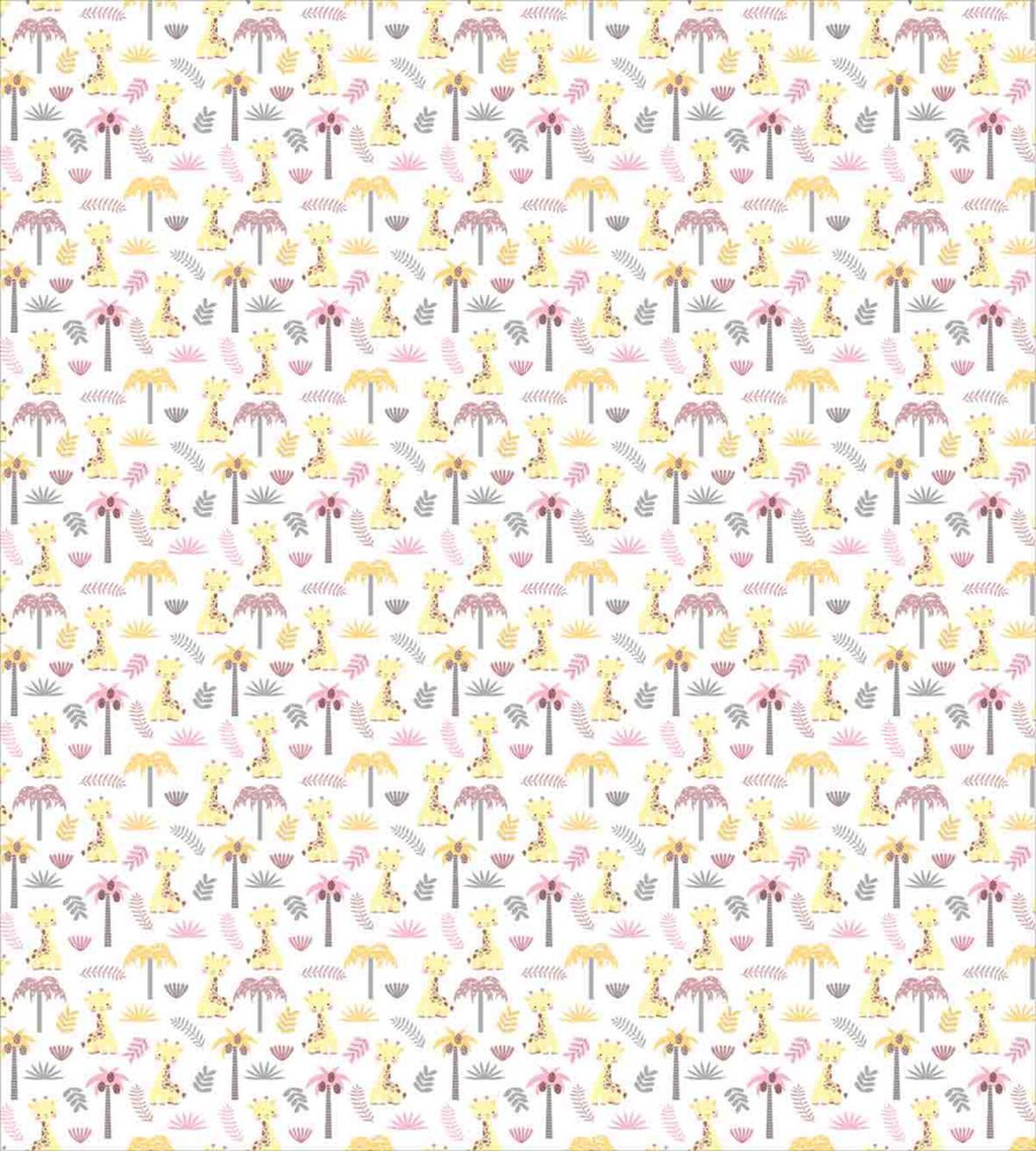 Young Giraffes Palm Trees — Pattern