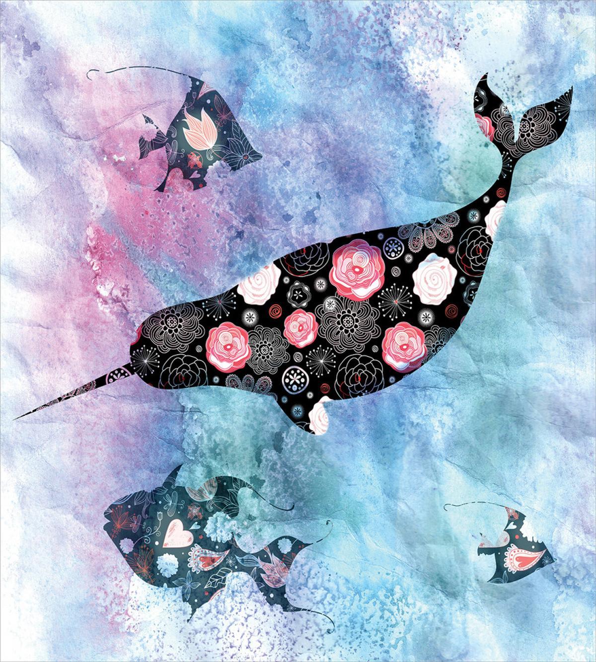 Floral Whale and Fish — Pattern