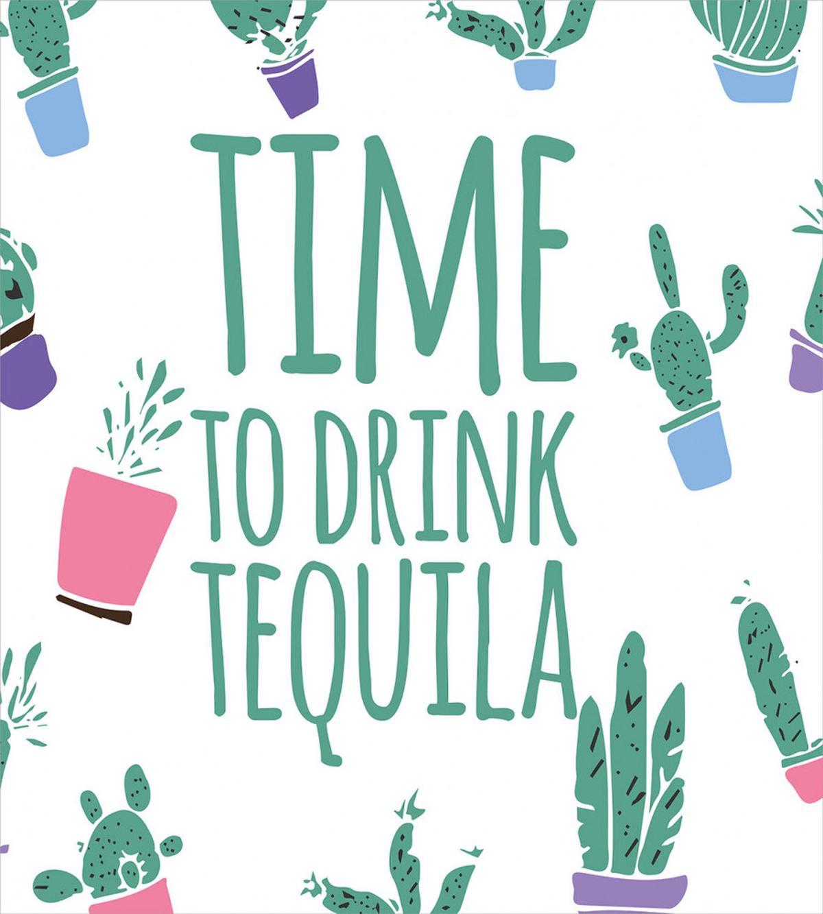 Time to Drink Words Cactus — Pattern