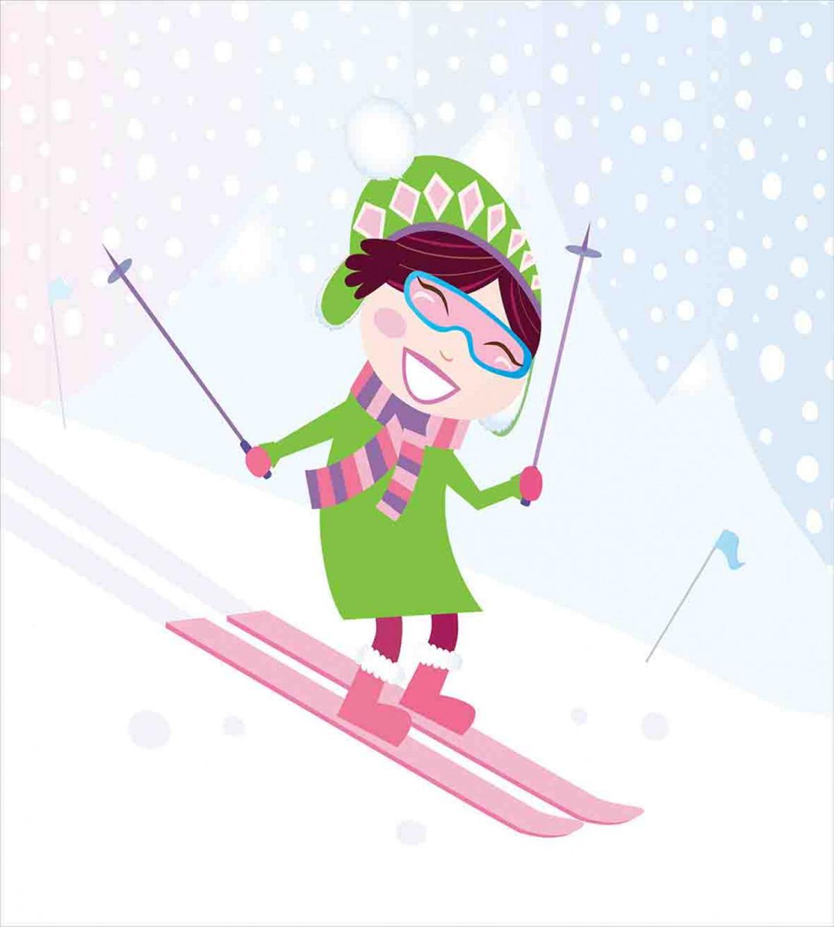Skiing Girl Snow — Pattern