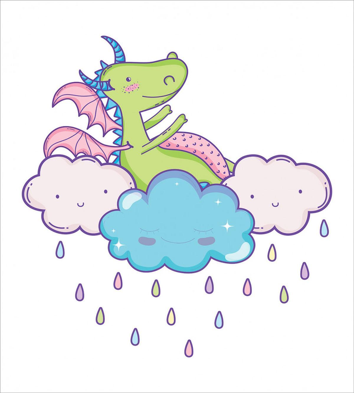 Doodle Style Clouds and Rain — Pattern