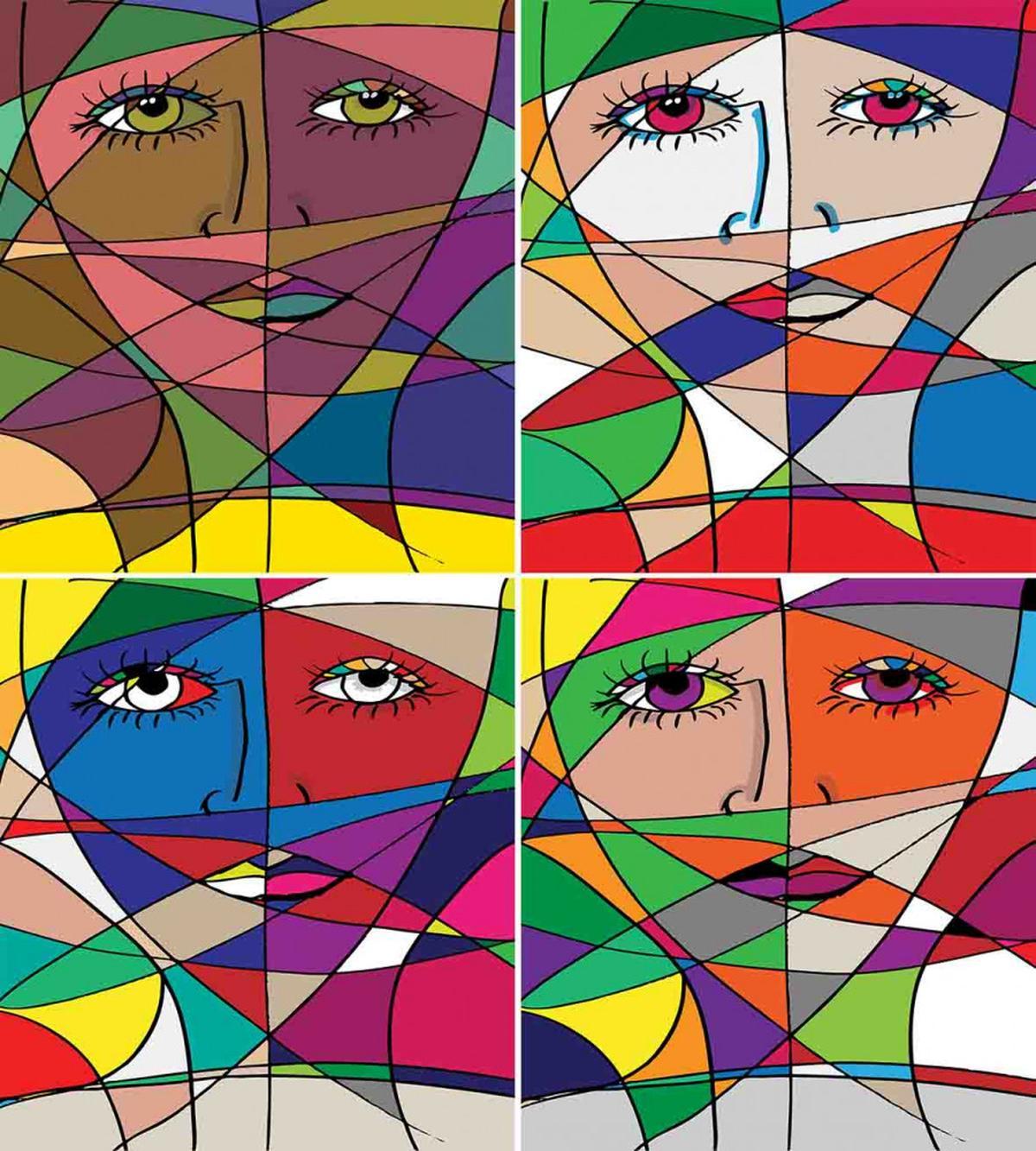 Woman Face in Glass — Pattern
