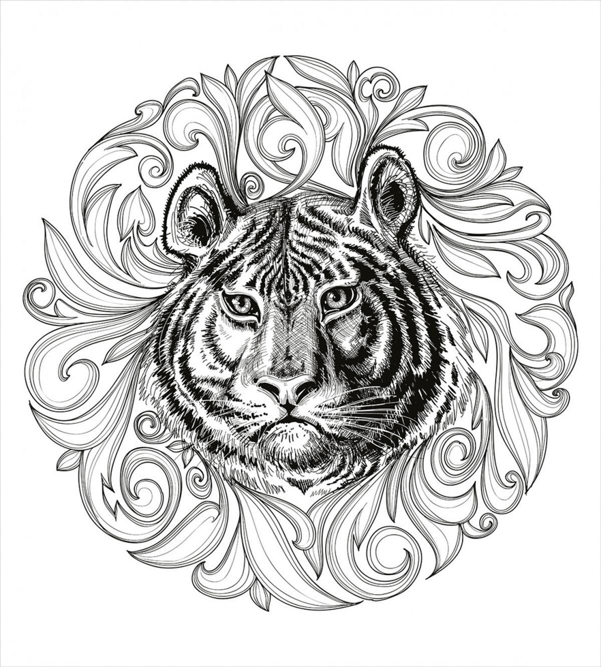 Monochrome Feline Leaves — Pattern