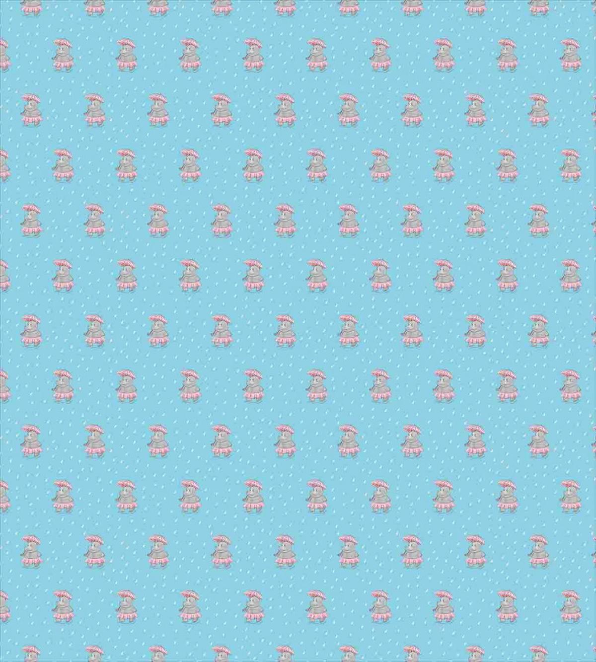 Hippo Girl Umbrella Rain — Pattern