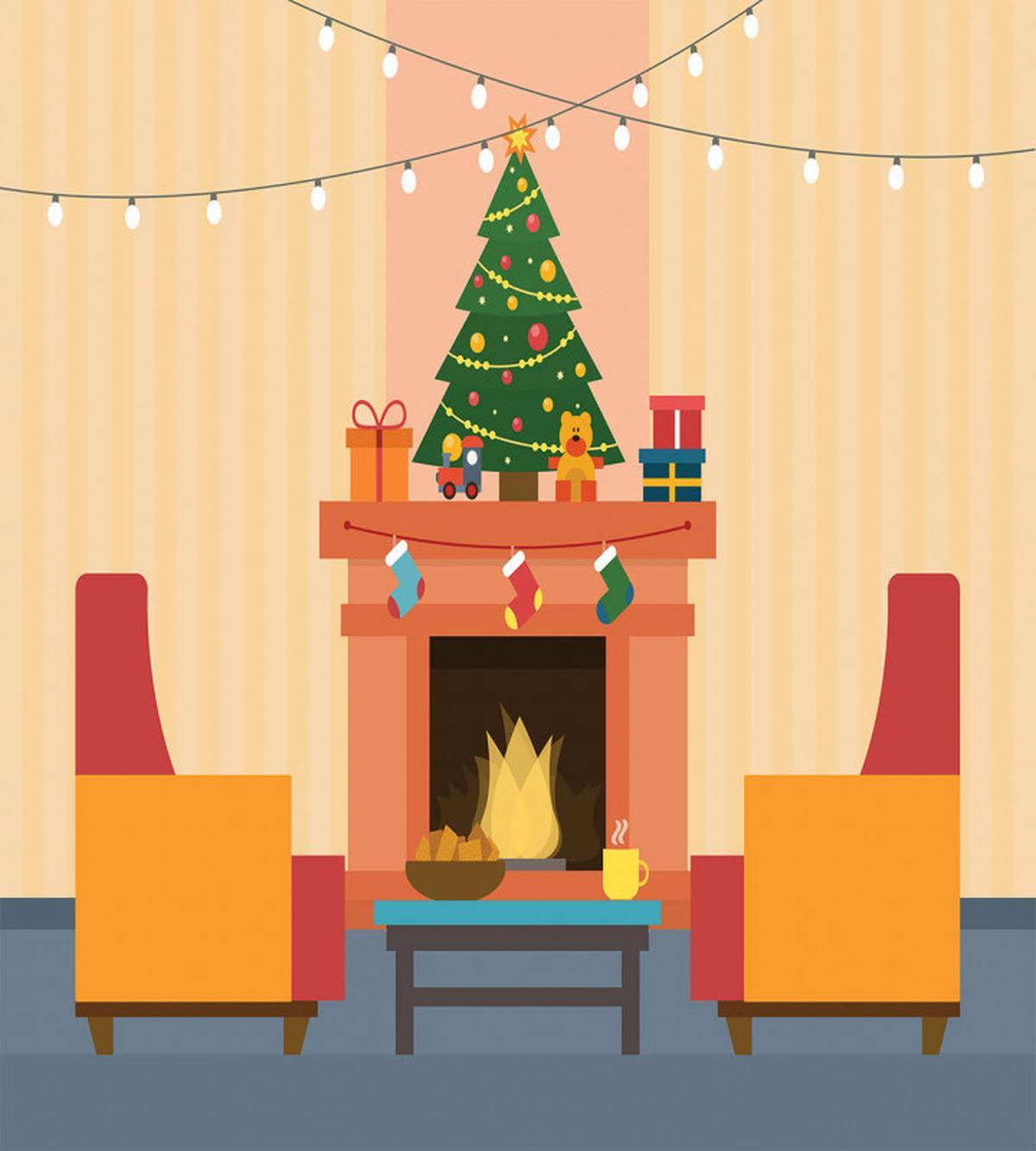 Cartoon Xmas Interior — Pattern