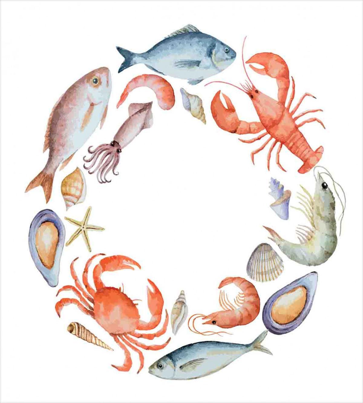 Aquarelle Tasty Seafood — Pattern