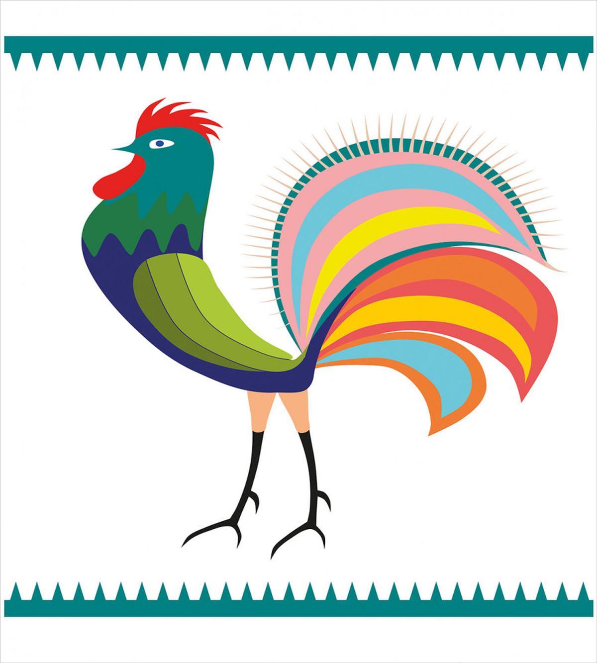 Vivid Polish Rooster Motif — Pattern