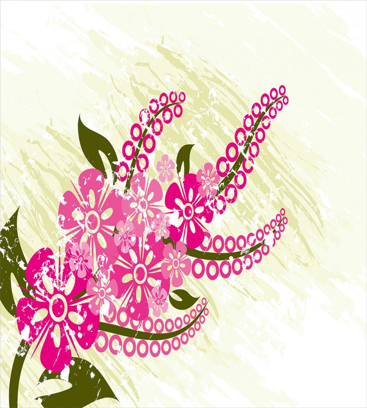 Grunge Blooms Leaves — Pattern