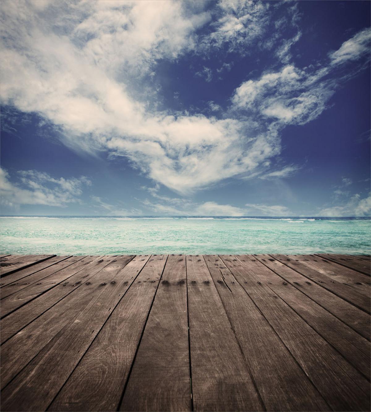 Ocean Cloudy Sky Wooden Pier — Pattern