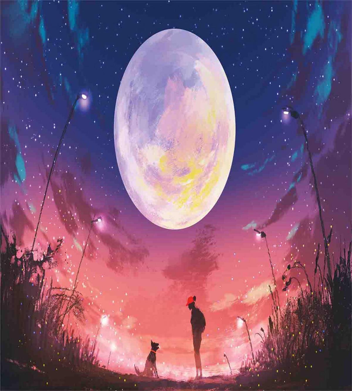 Dog Under Huge Moon — Pattern