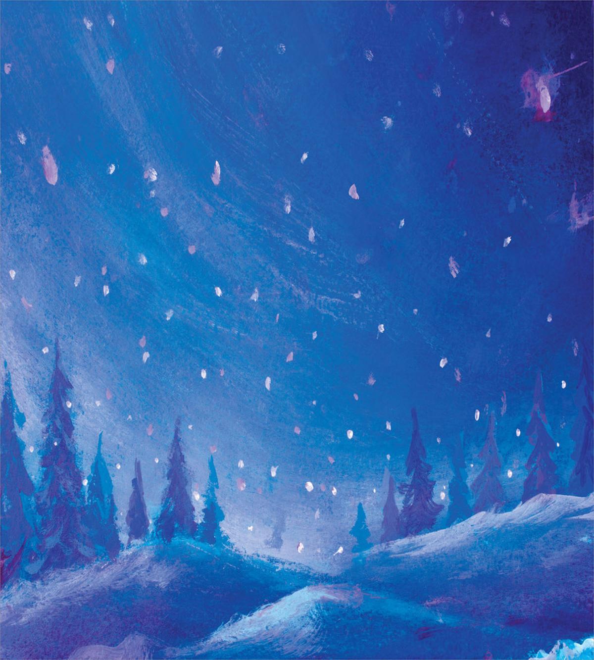 Cold Snowy Night Painting — Pattern