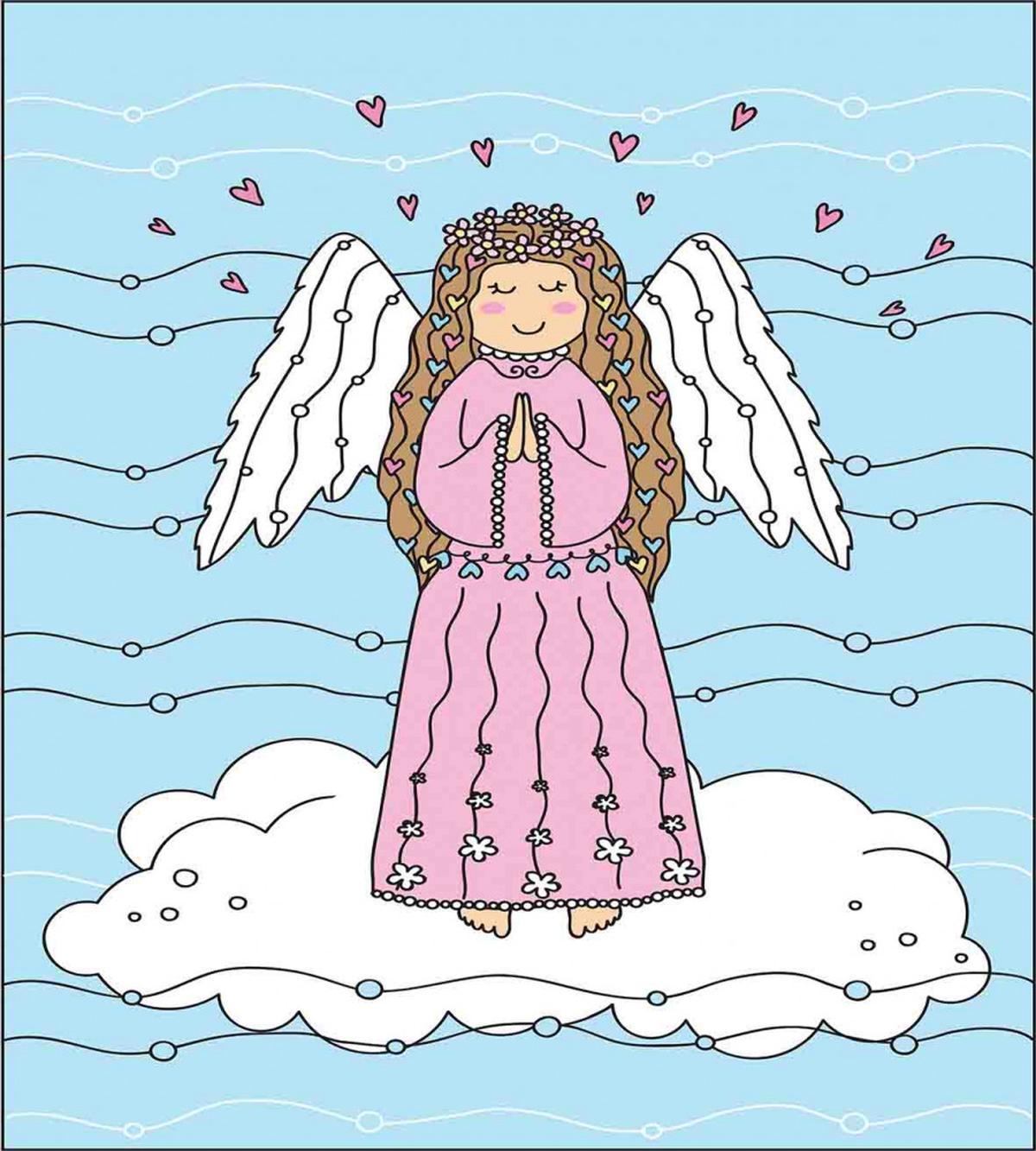 Doodle Girl on Cloud — Pattern
