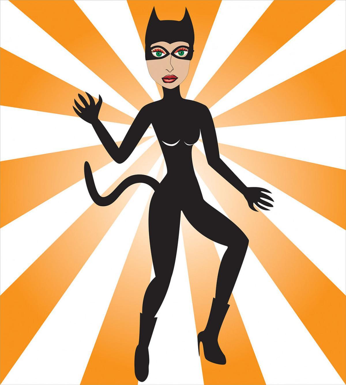 Cat Woman in Costume Rays — Pattern