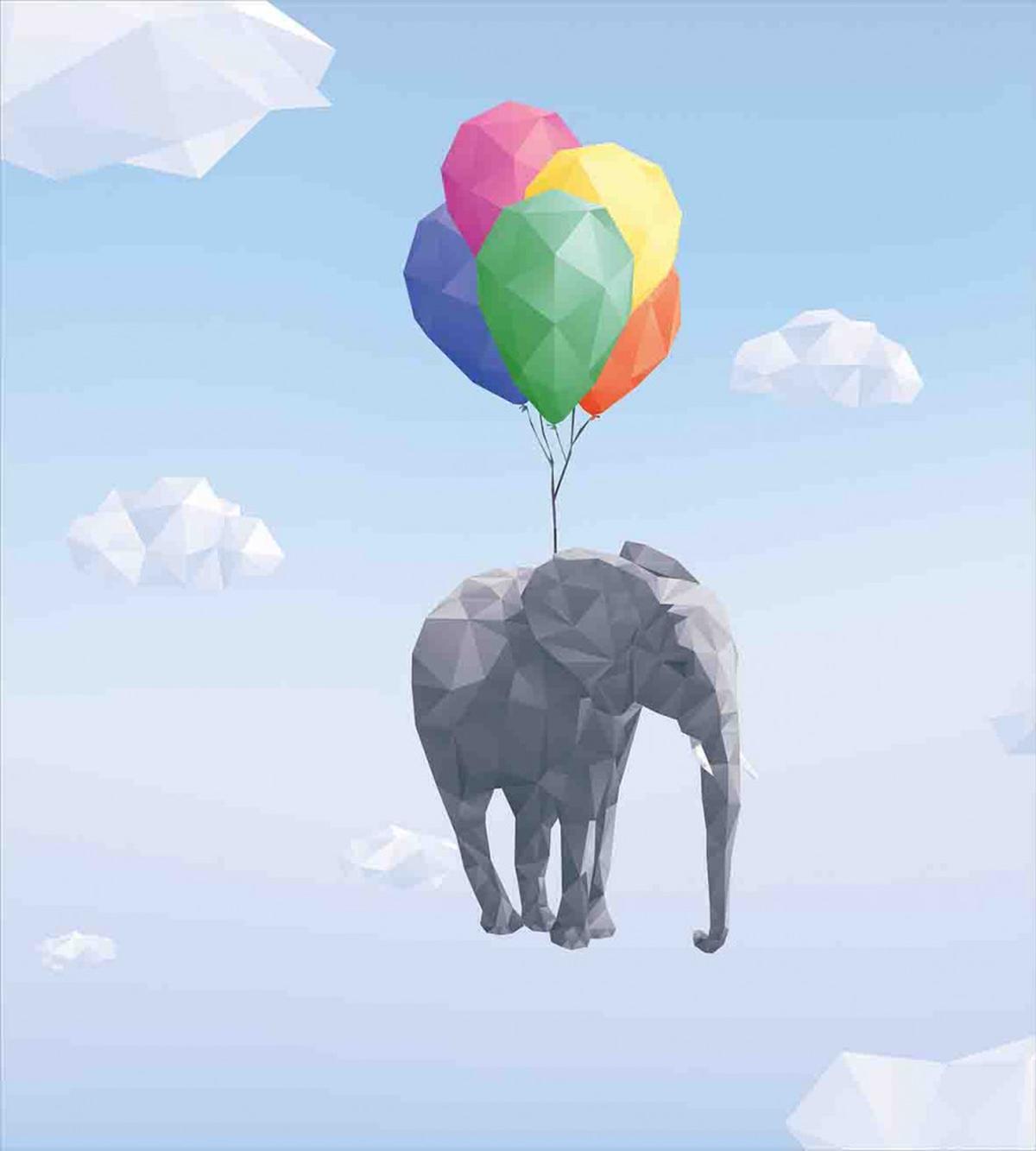 Elephant Baloons Sky Art — Pattern