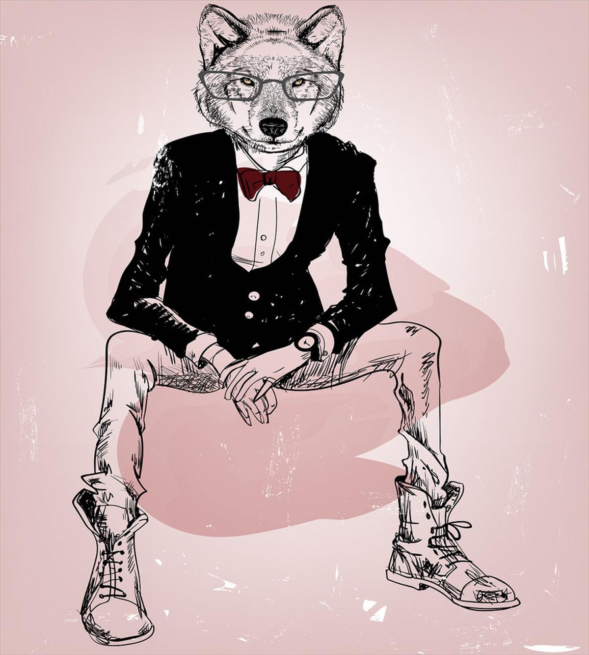 Hipster Wild Wolf Glasses — Pattern