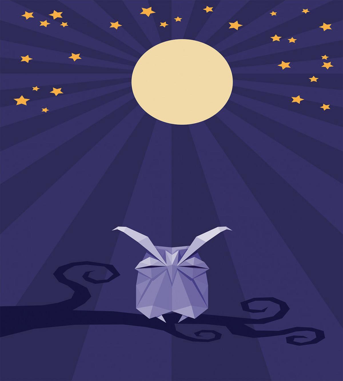 Origami Bird at Night — Pattern