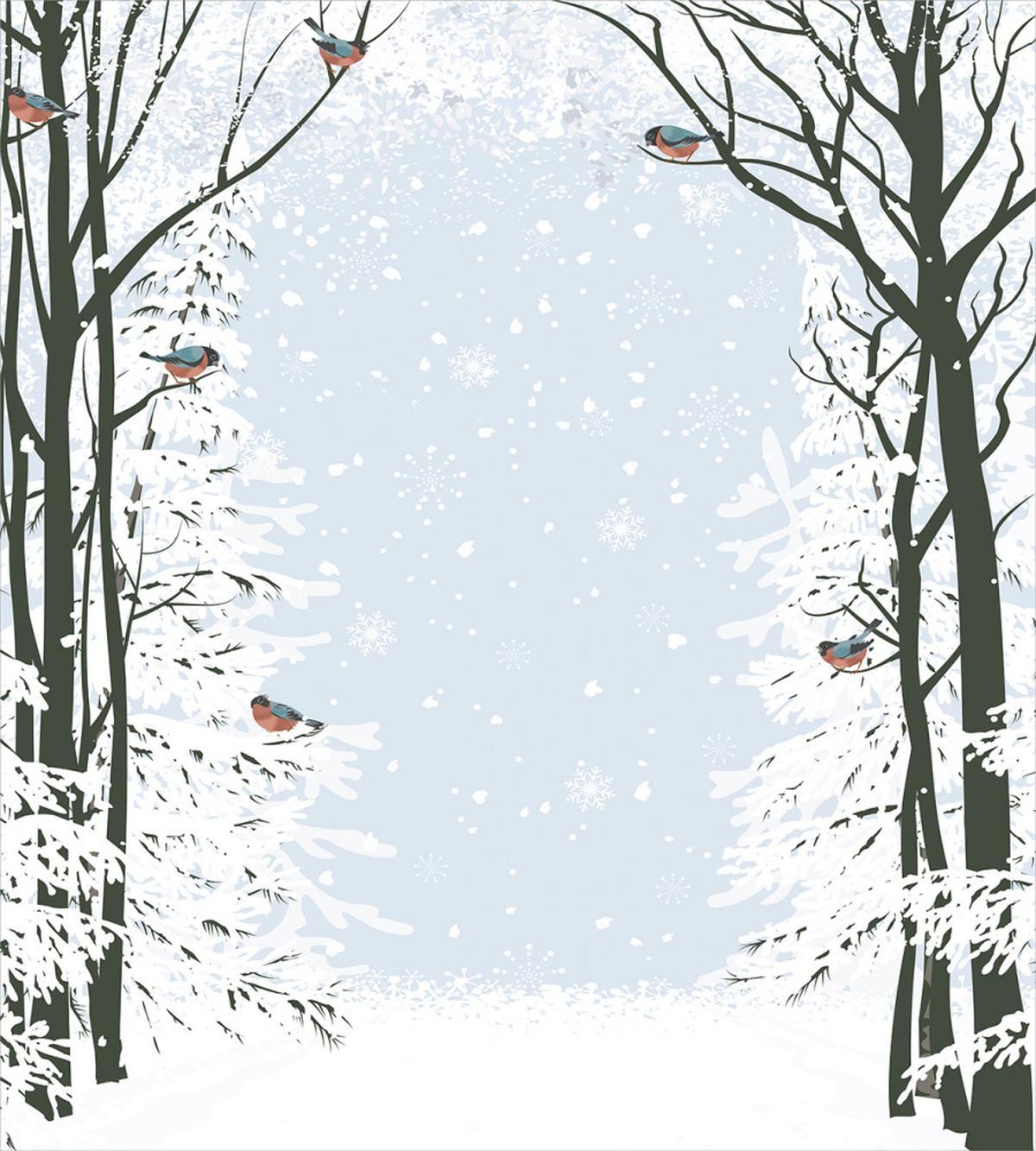Trees Bullfinch Birds — Pattern