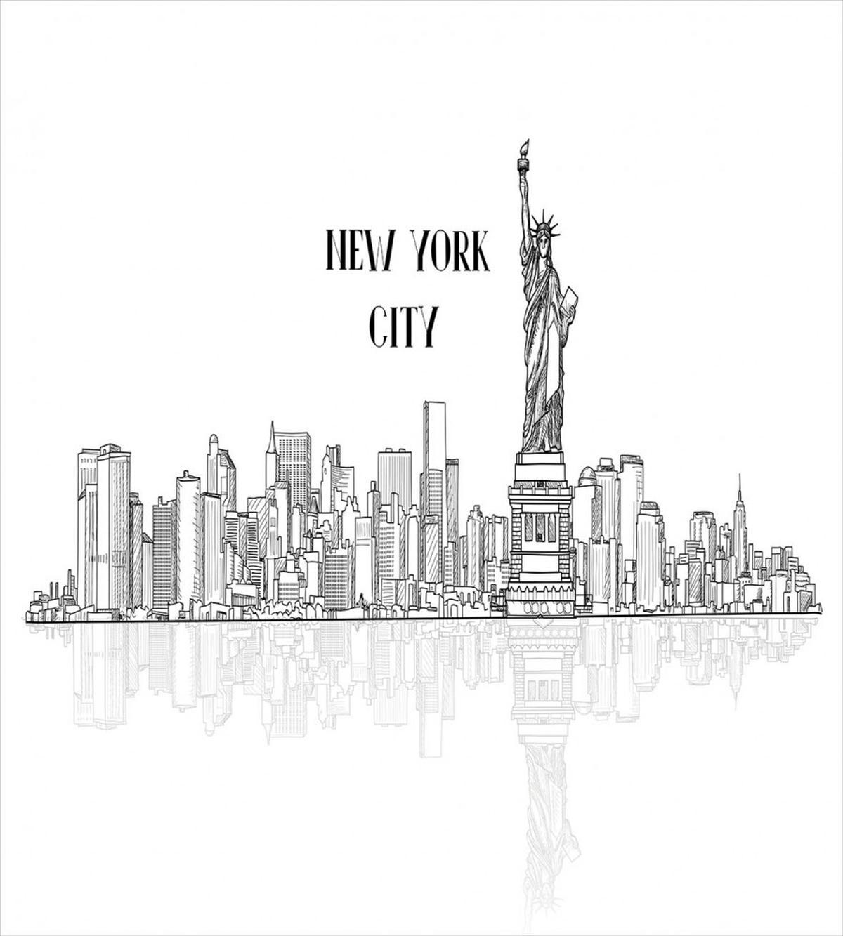 Outline Cityscape New York City — Pattern