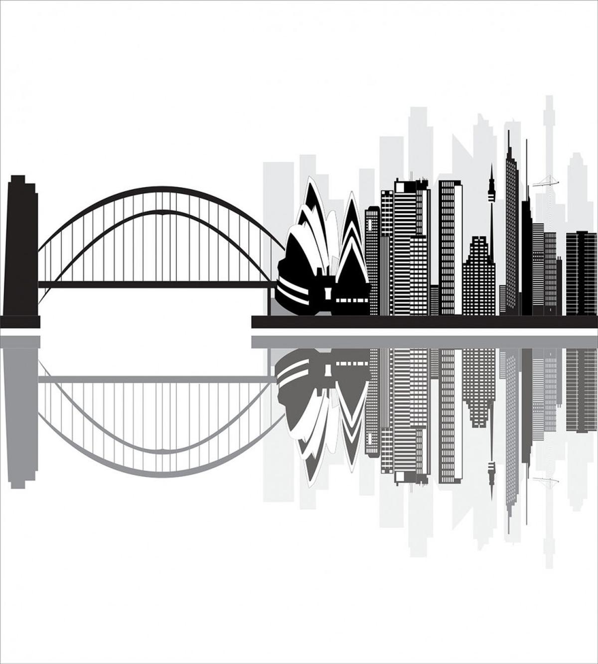 Monochrome Sydney Skyline — Pattern