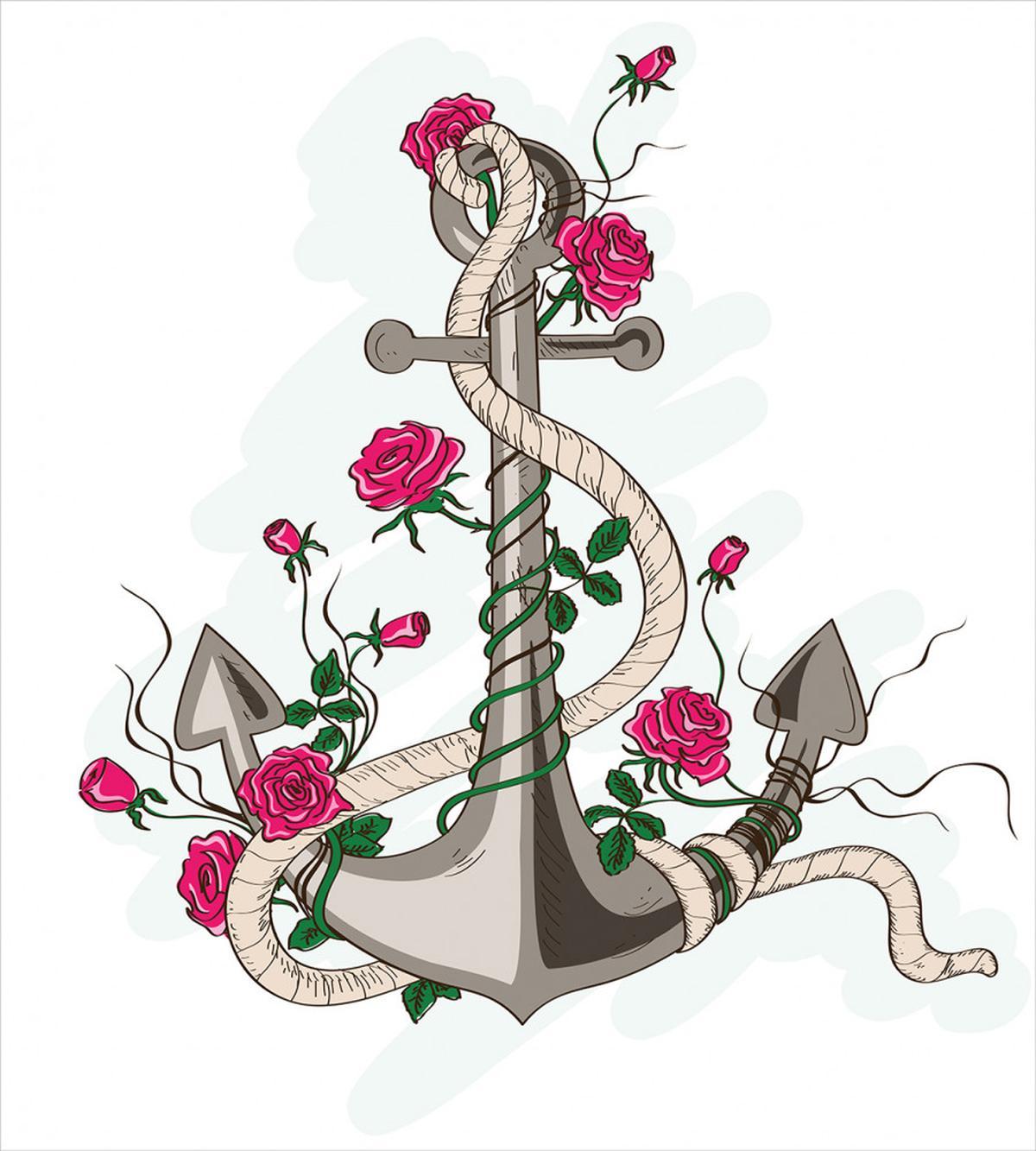 Sea Anchor with Roses — Pattern