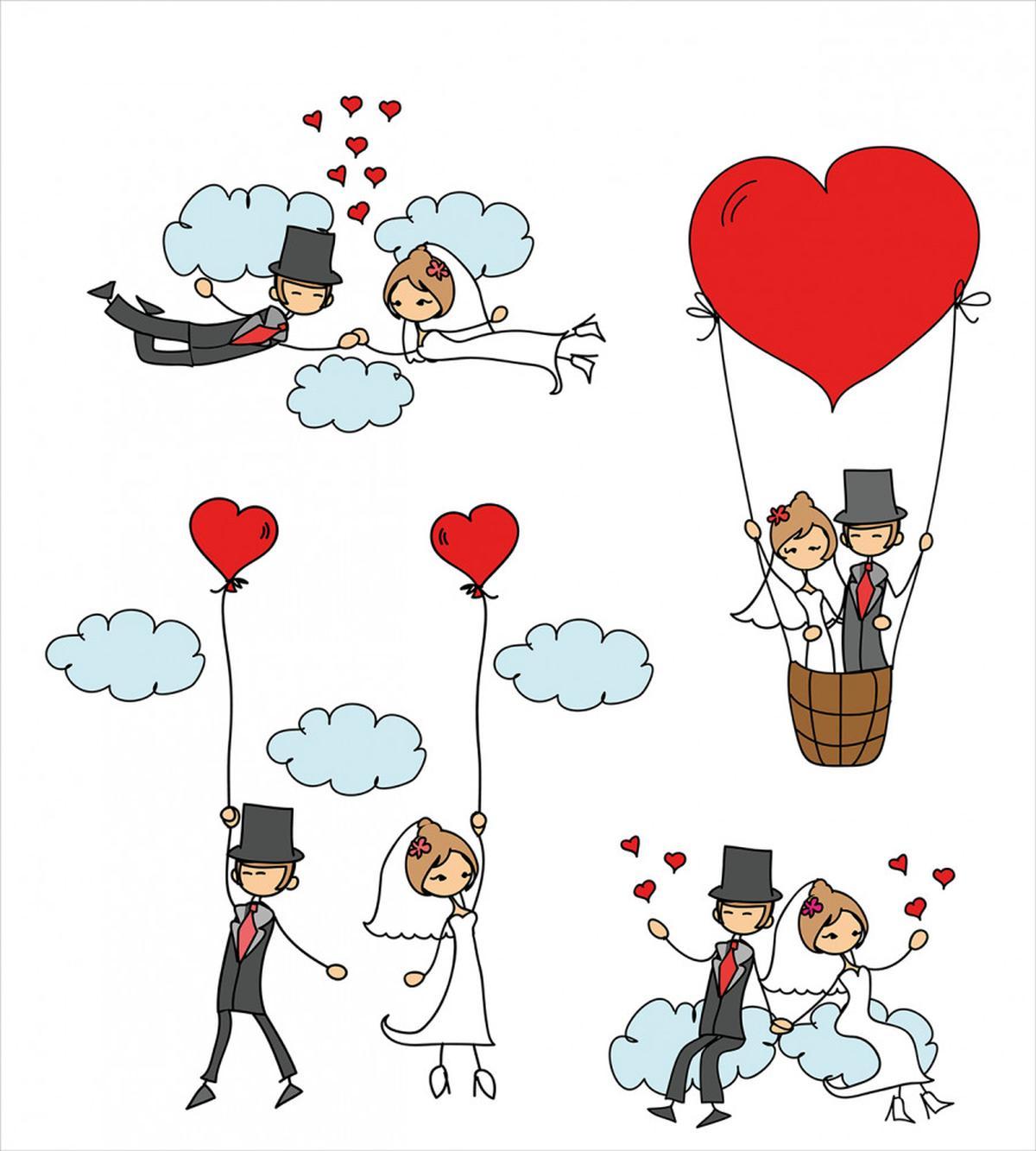 Newlyweds Caricature — Pattern