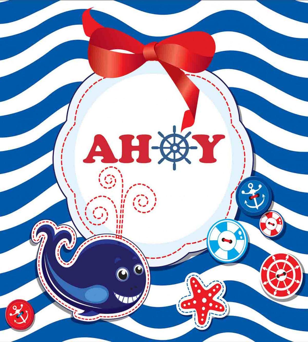 Marine Ahoy Cartoon Whale — Pattern