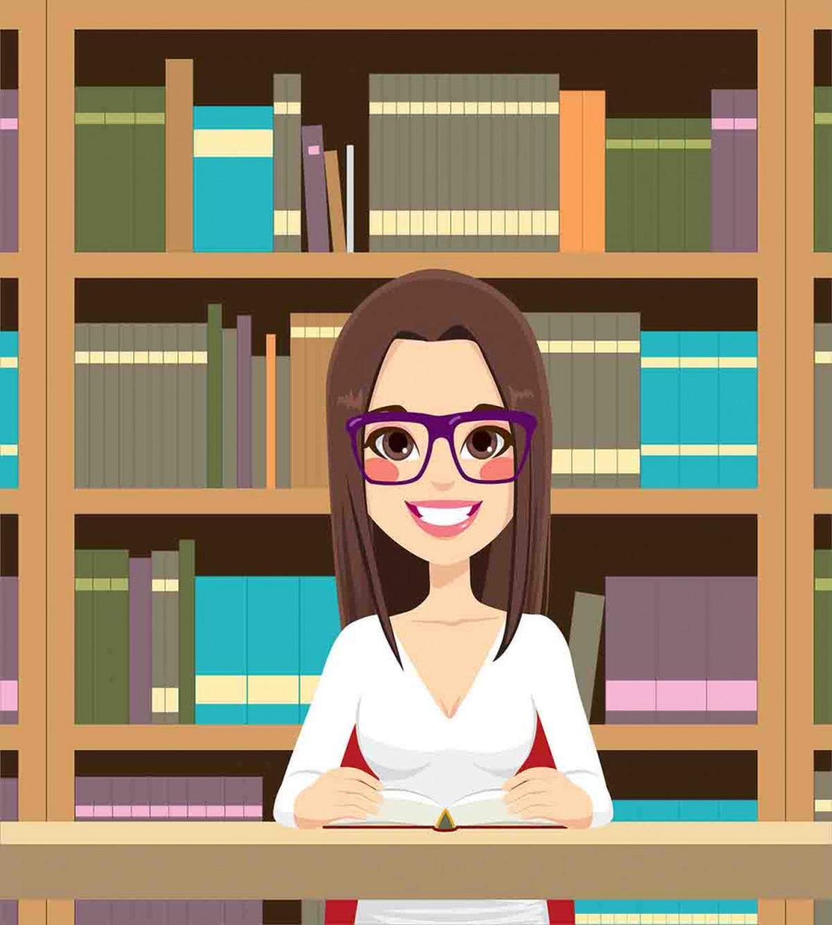 Student Girl Reading Book — Pattern