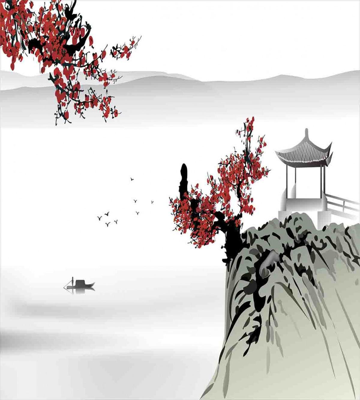 Cherry Blossoms and Boat — Pattern