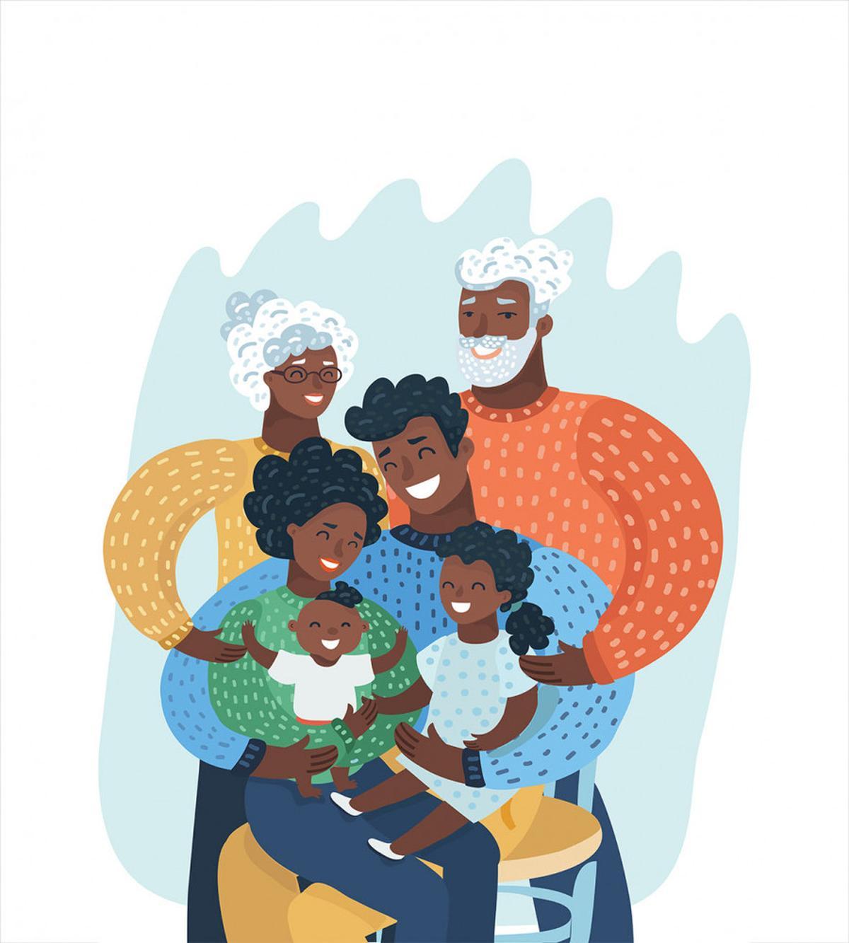 Happy Family Scene — Pattern