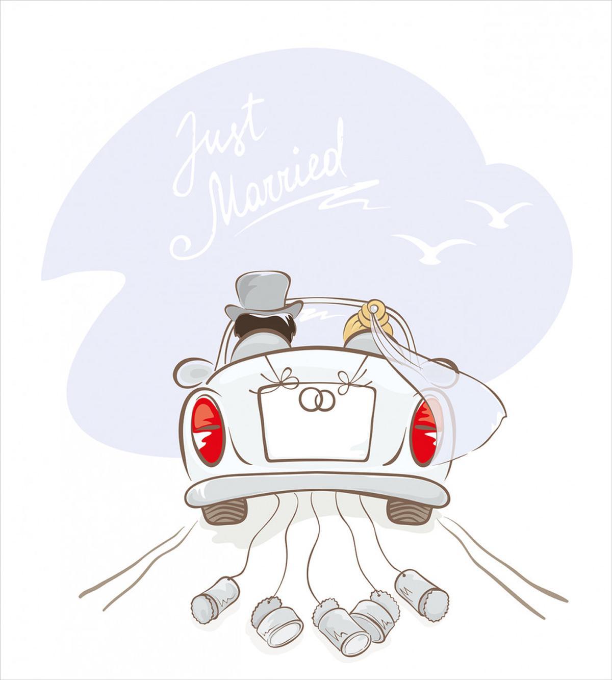 Retro Married Couple Car — Pattern