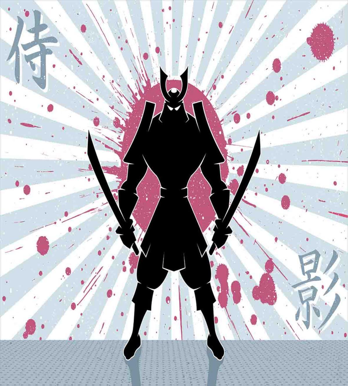 Cartoon Dark Color Samurai — Pattern